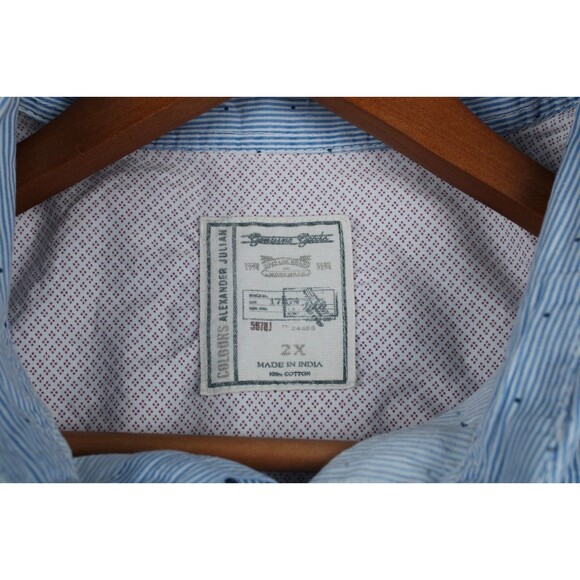 Alexander Julian Colours Shirt Mens 2XL XXL Striped Dot  Button Up Button Collar - Picture 3 of 14